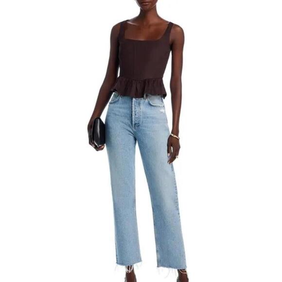 NWT Wayf Desi Corset Ruffle Hem Top - Picture 2 of 8